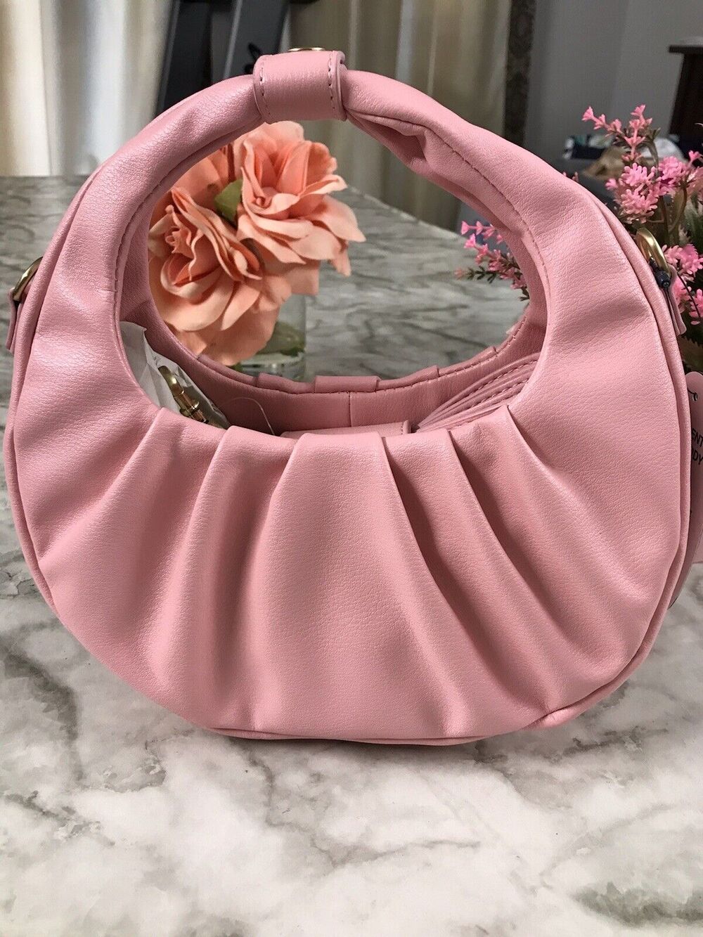 NEW Scoop Women's Crescent Crossbody Bag Small Saltchel Ballet Pink 9"x9"